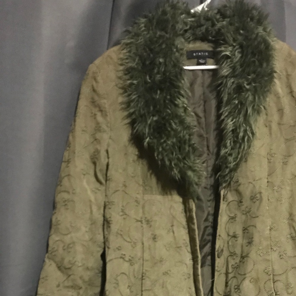 Static Green Fuzzy Coat